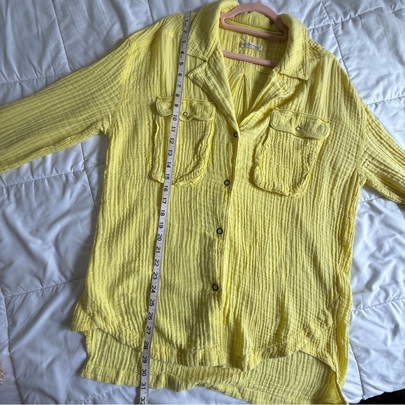 Free People Izzy Cargo Double Cotton Gauze Button Down Shirt Oversized Small - Picture 8 of 8